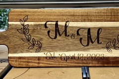 Cutting Board with marriage proposal date.